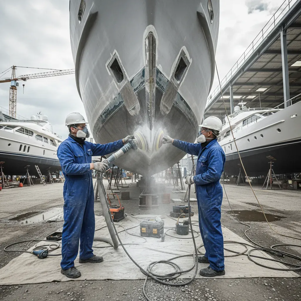 Fleet-wide yacht hull maintenance in a boatyard