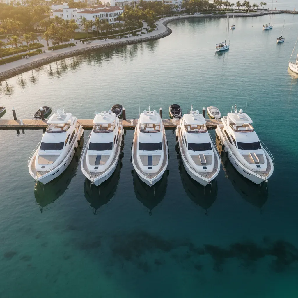 Yacht fleet management overview at a marina