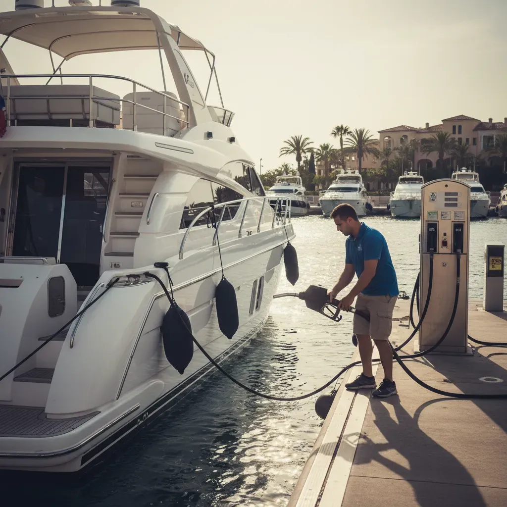 Annual yacht running costs at a marina fuel dock